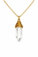 Wire-Wrapped Clear Quartz Pendant Necklace