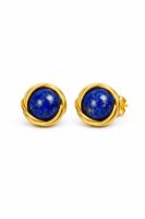 Wire-Wrapped Lapis Lazuli Stud Earrings