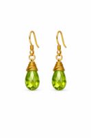 Wire-Wrapped Peridot Drop Earrings