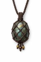 Macrame Wrapped Stone Pendant