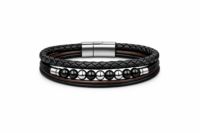 Leather-and-Bead Layered Bracelet